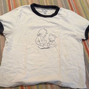 Brandy Melville women’s White and Black Graphic T-Shirt